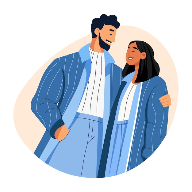 お互いを抱き合う幸せなカップル