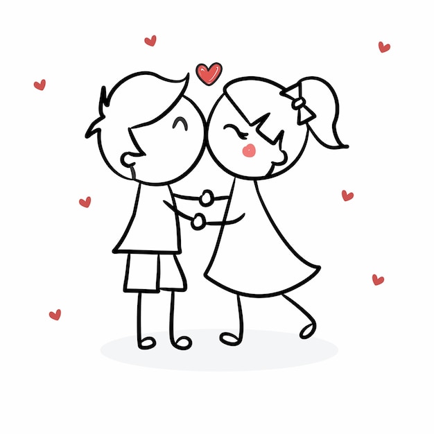 Happy couple illustration Cute couple Girl and boy Couple in love Couple kissing