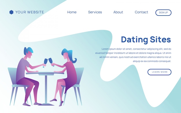 Happy couple in love landing page template
