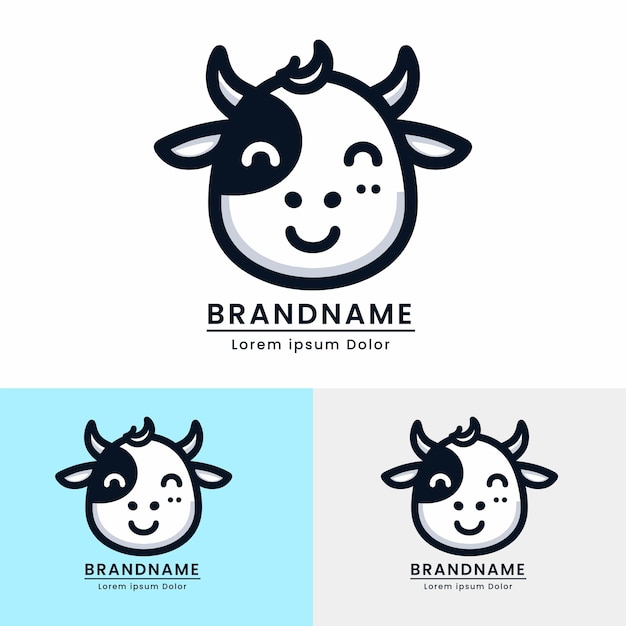 Happy cow logo branding zuivel koemelk moderne leuke kleur