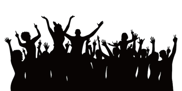 happy crowd people silhouette design fun music party background audience in concert