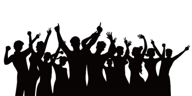 happy crowd people silhouette design. fun music party background.