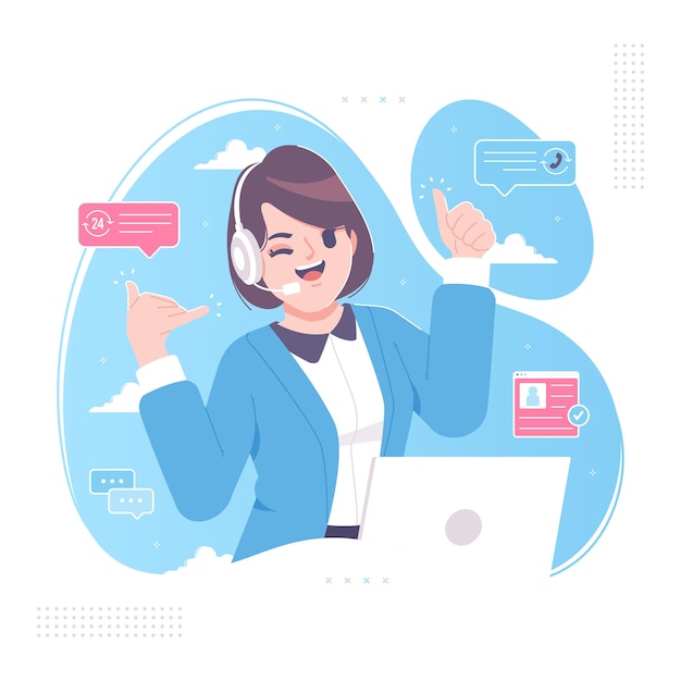 Happy customer service character illustration