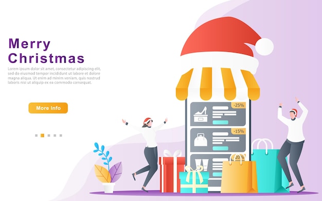 Happy customers with discounts and flash sales for christmas celebration for social media template