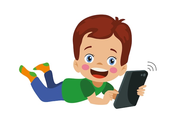 Happy Boy Child Playing Online Game On Cellphone, Cellular, Digital, Games  PNG and Vector with Transparent Background for Free Download