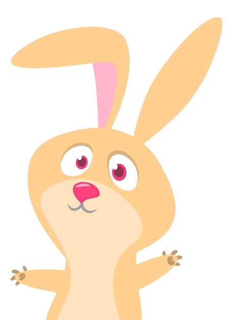 Happy cute bunny cartoon Easter vector rabbit illustration