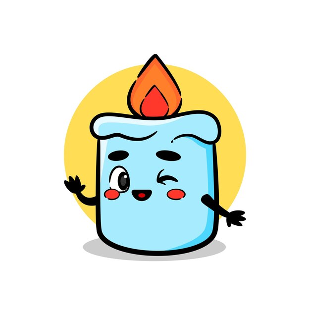 Vector happy cute candle vector mascot cute cartoon design character