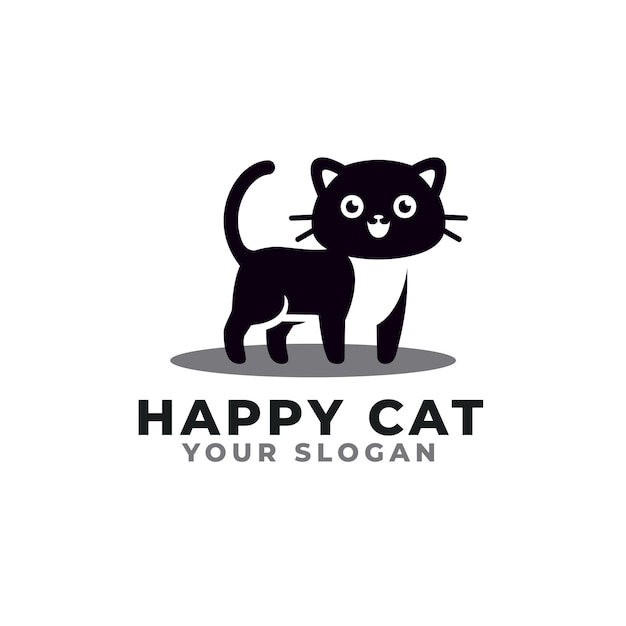 Vector happy cute cat logo