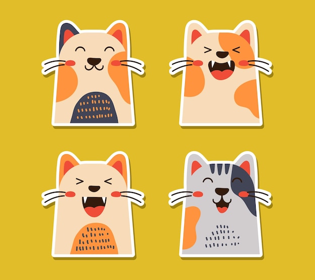 Happy and Cute Cat Stickers