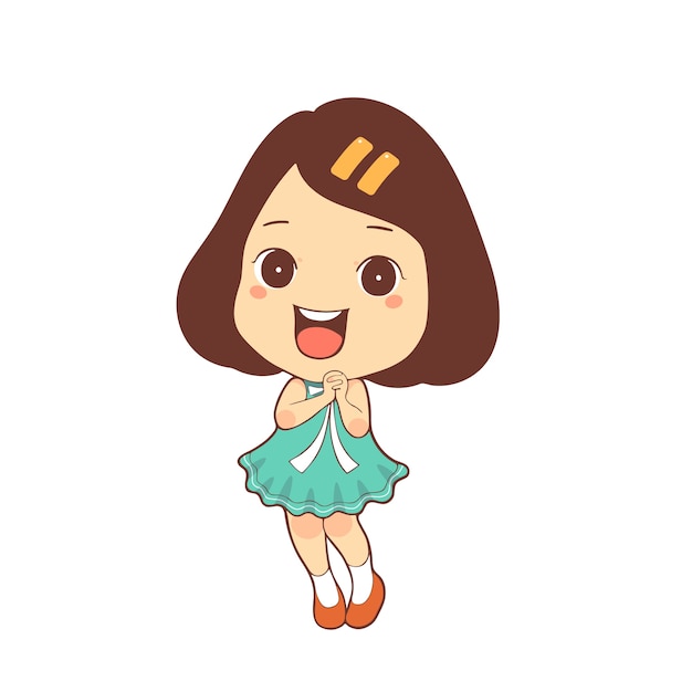 Happy cute child girl cartoon vector