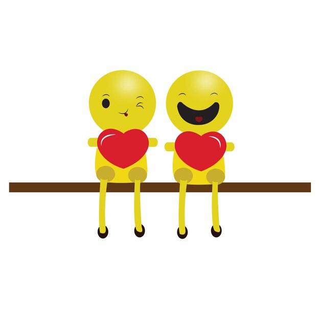 Happy cute couple emoji sitting on the table