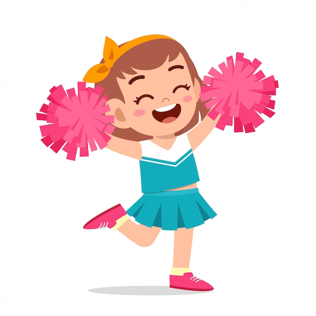 Happy cute girl wearing cheerleader cute uniform