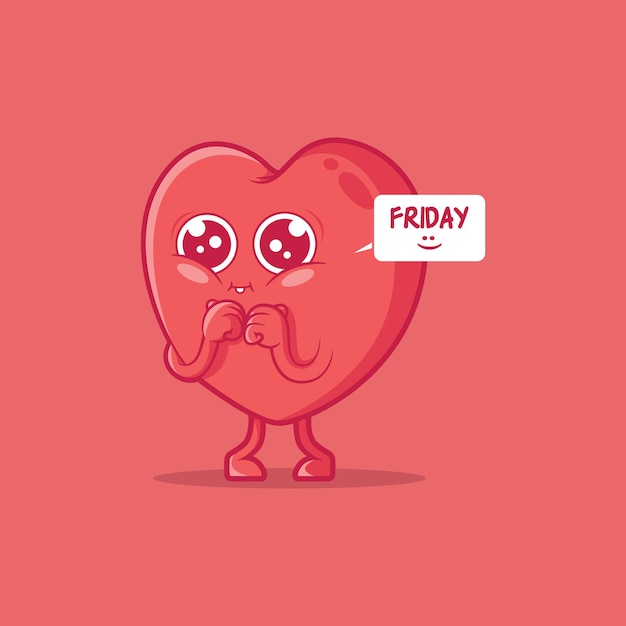 Happy Cute Heart character vector illustration Funny inspiration holiday design concept
