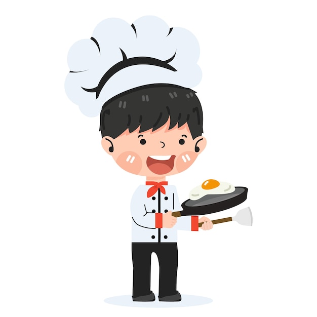 Happy Cute Kid boy In Chef cook