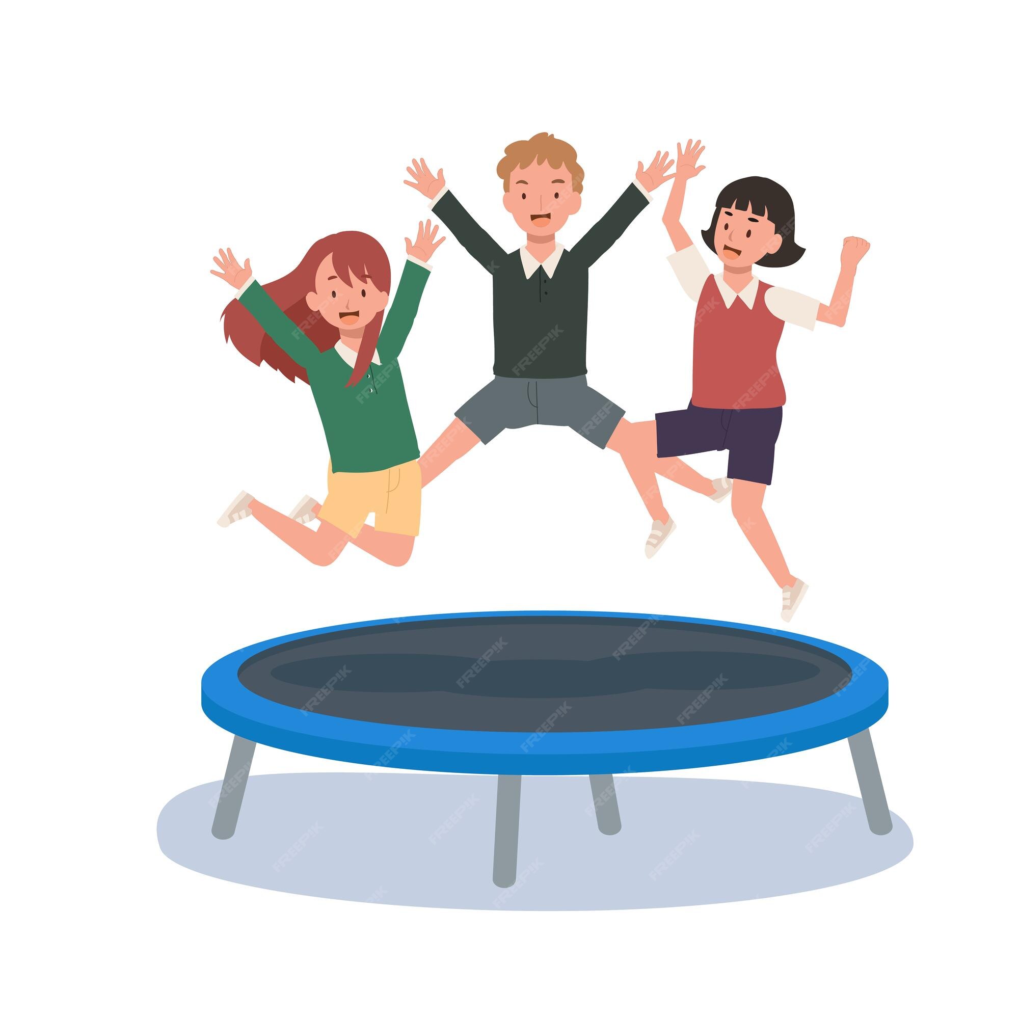 Premium Vector  Kids jumping on trampoline cartoon vector