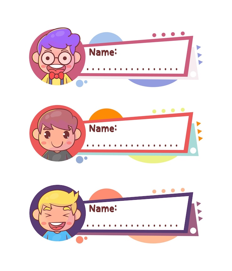 Happy cute kids boy name tag