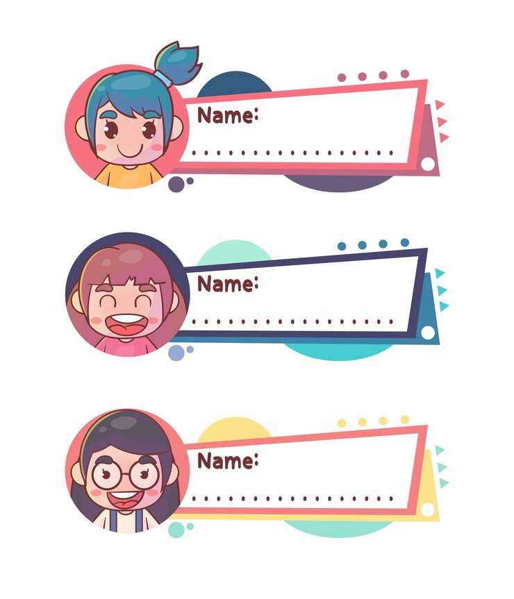Happy cute kids girl name tag