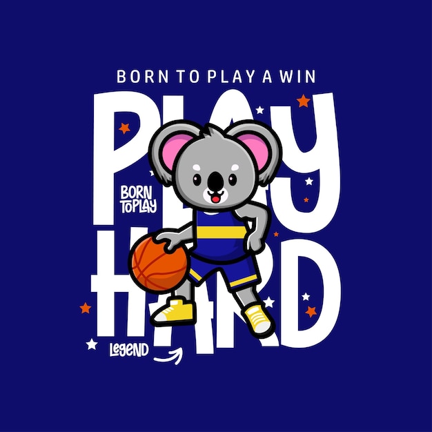 Happy cute koala playing basketball tshirt Design