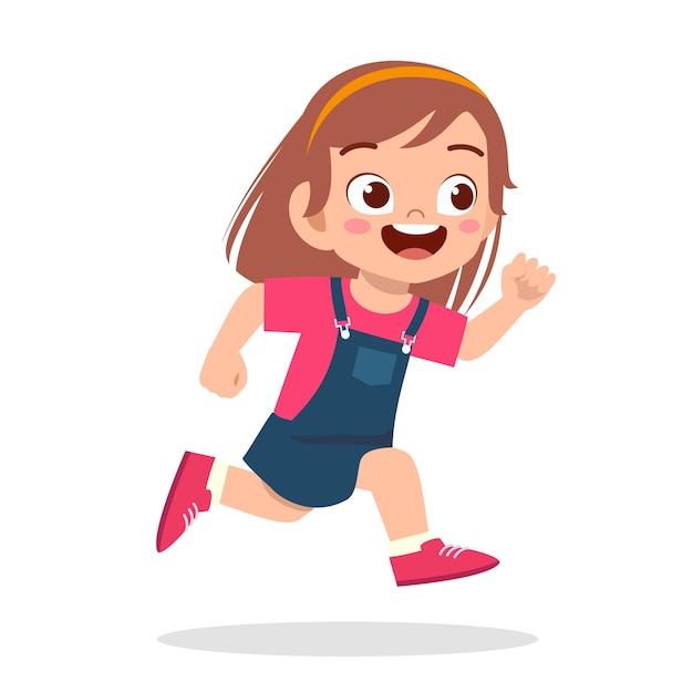 Happy cute little girl running so fast