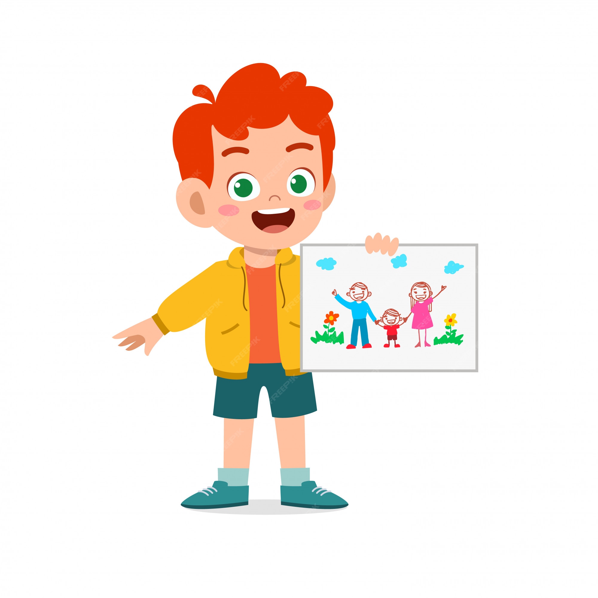 Premium Vector | Happy cute little kid boy and girl draw with crayon on paper Premium Vector | Happy cute little kid boy and girl draw with crayon on paper