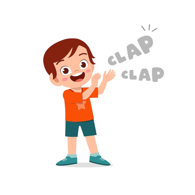 Premium Vector  Happy cute little kid boy standing and clap the hand