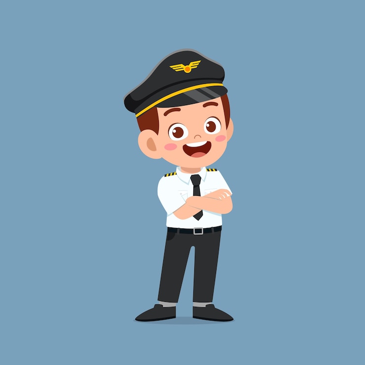 Vector パイロットの制服を着て幸せなかわいい男の子