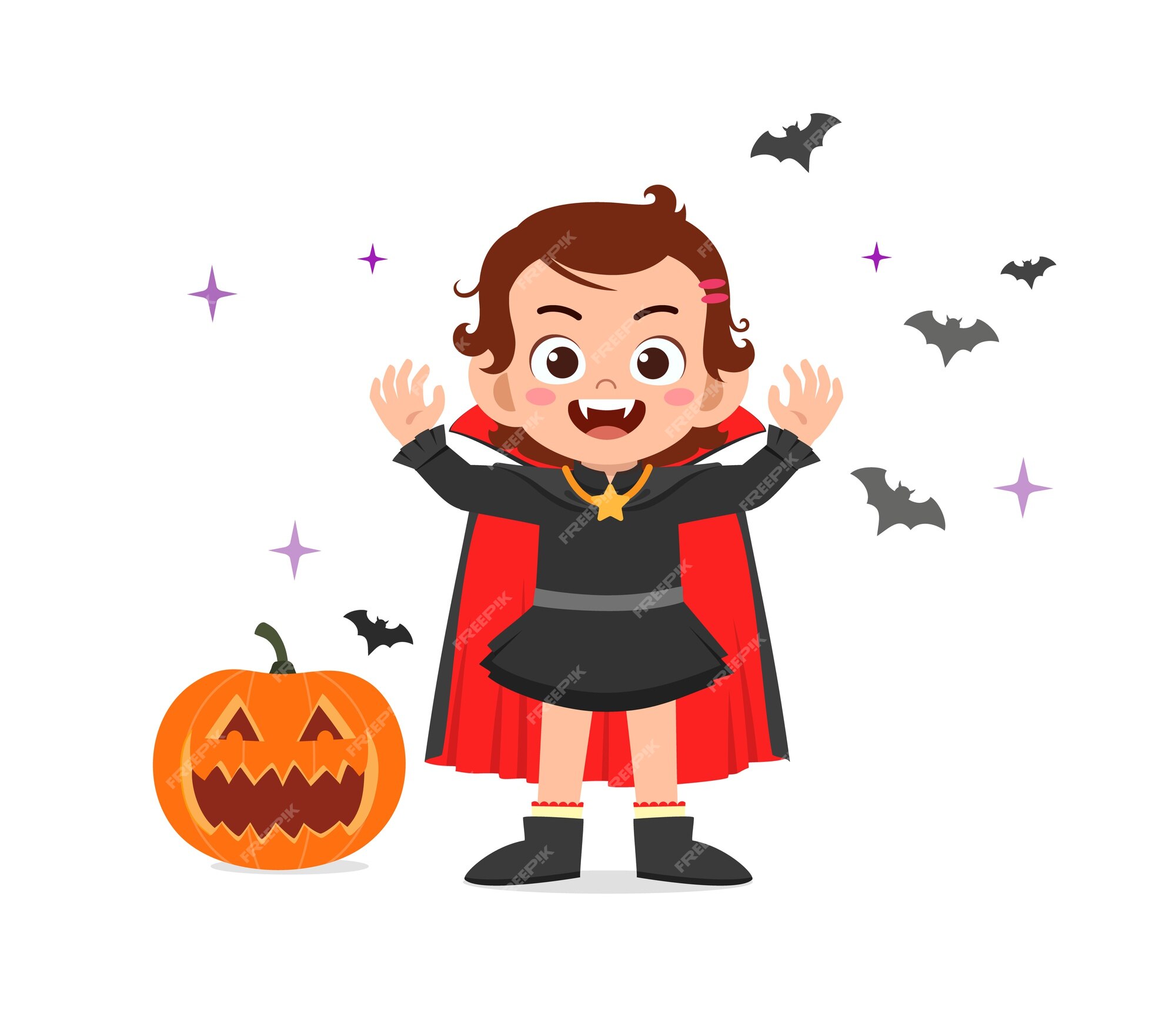 Cute Vector Halloween Characters Vampire Lady Dracula And