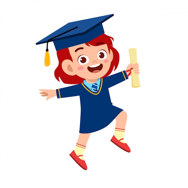 Happy cute little kid girl graduate from school