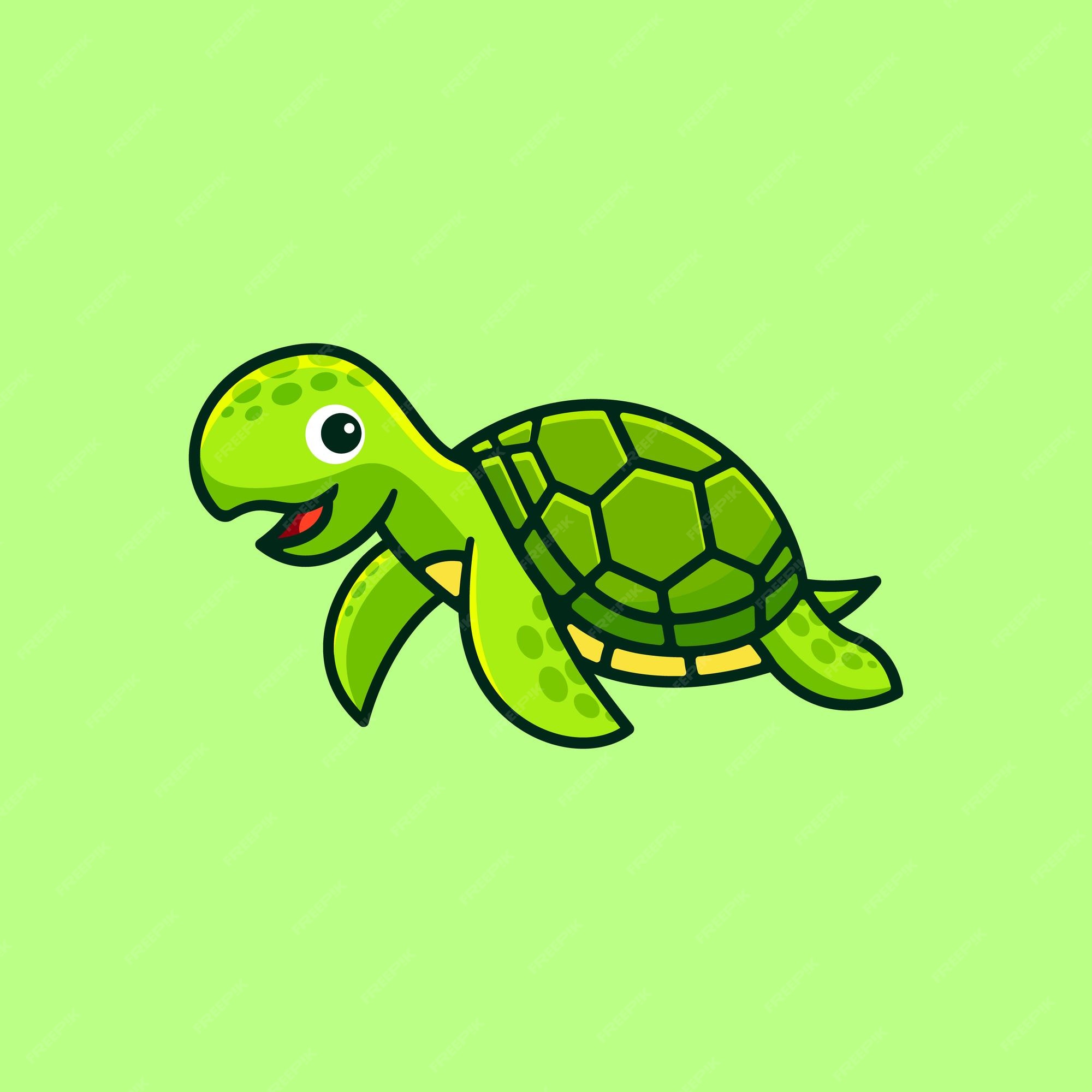 Premium Vector | A happy cute sea turtle cartoon character illustration