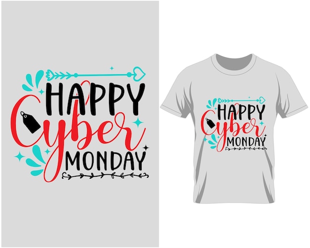 Вектор дизайна футболки Happy Cyber Monday
