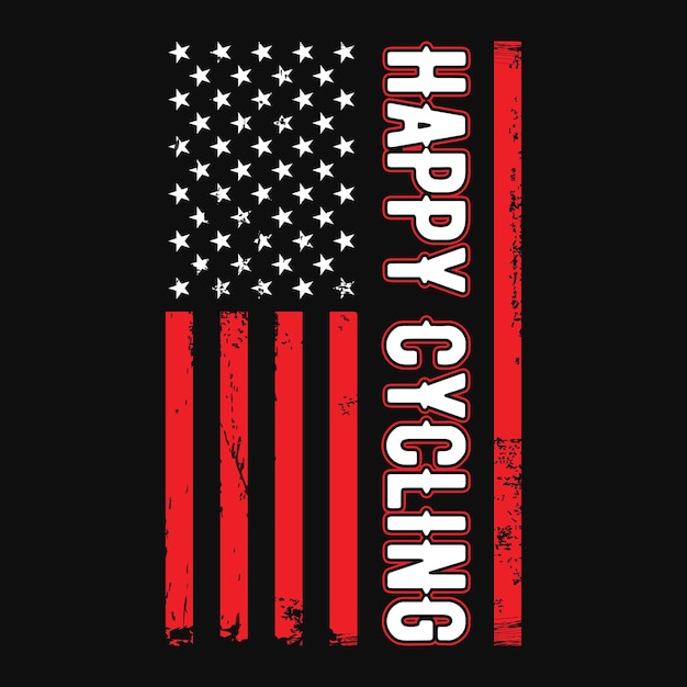 Happy cycling usa vlag met fietssjabloon