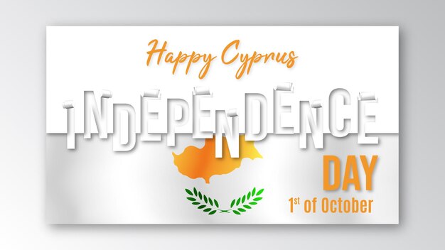 Vector happy cyprus independence day october banner celebration