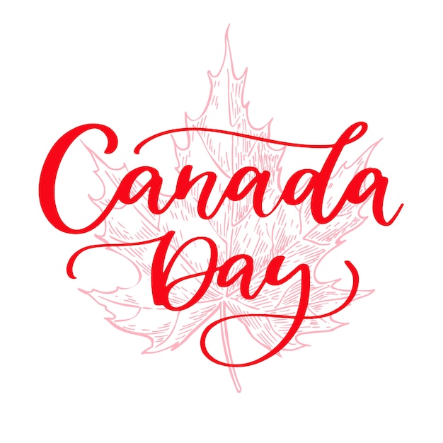 Happy dag van Canada vector belettering met esdoorn.