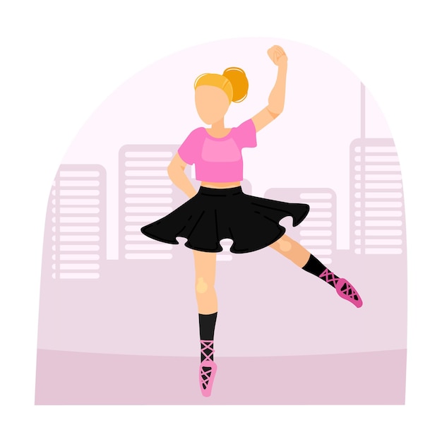 Vector happy dancing girl or woman dancing outdoor vector illustration