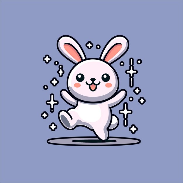 Vector happy dancing rabbit happy easter
