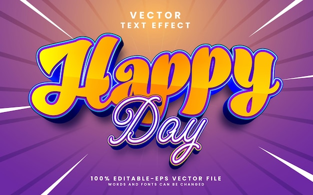 Happy day 3d text effect fully editable illustrator to vector