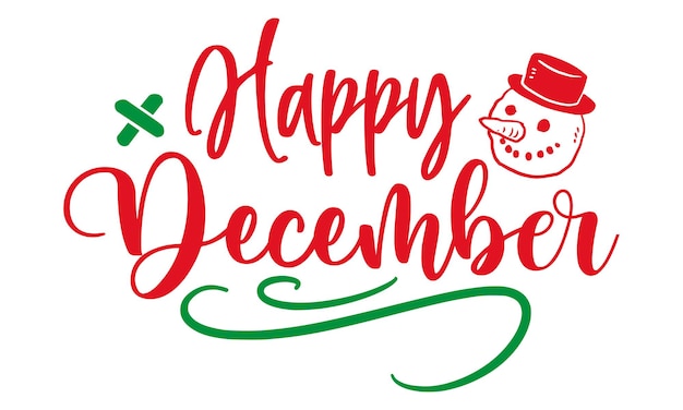 Happy December kleurrijke SVG gesneden bestand met witte achtergrond