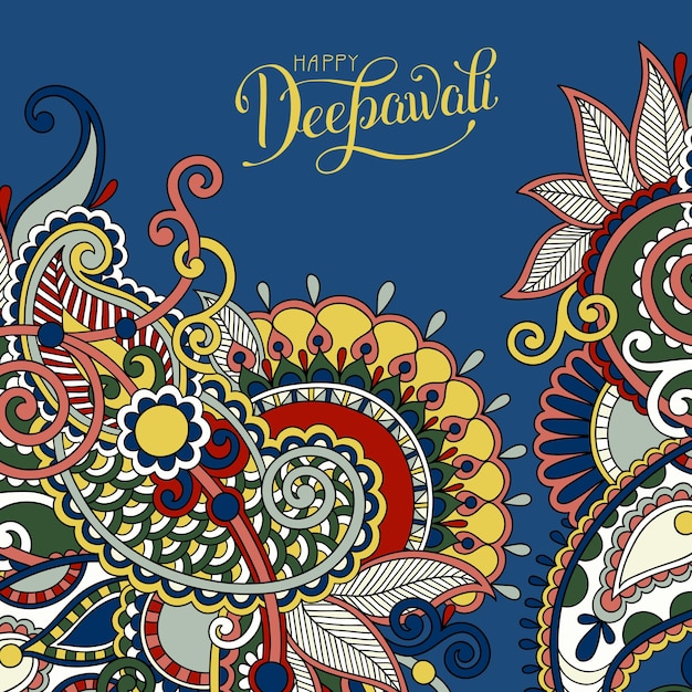 Cartolina d'auguri felice deepawali con iscrizione scritta a mano alla comunità indiana diwali light