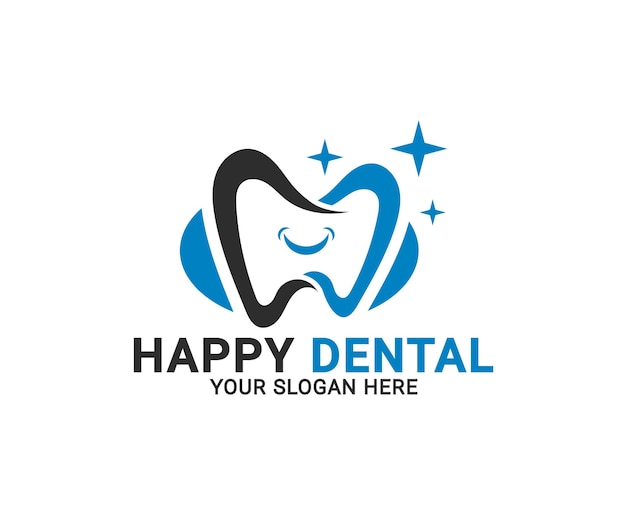 Logo happy dental logo della clinica dentale della famiglia modello di logo dentale semplice del dente