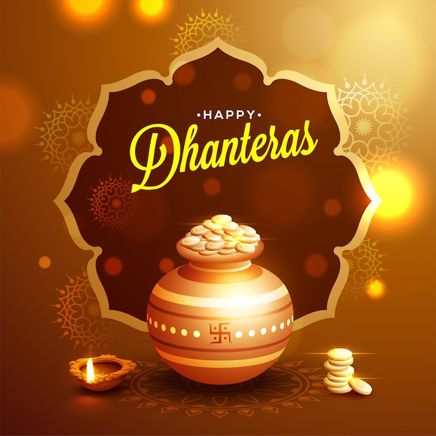 Счастливый фон dhanteras.