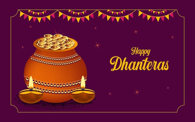 Vettore felice festival di dhanteras sfondo