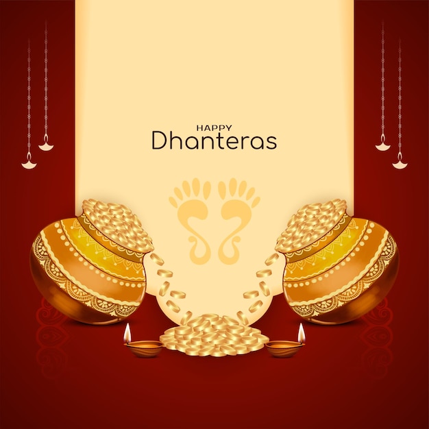 Happy dhanteras hindoe culturele indiase festival achtergrondontwerp vector