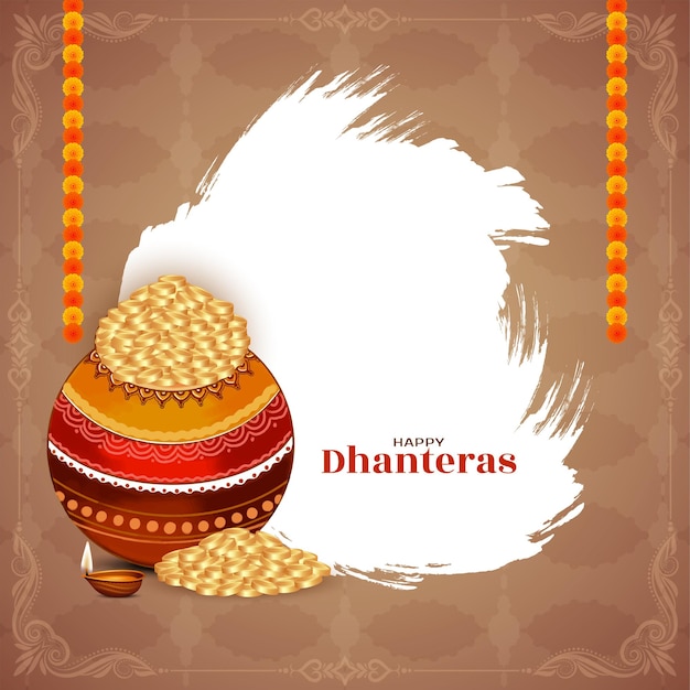 Vector happy dhanteras hindoe culturele indiase festival achtergrondontwerp vector