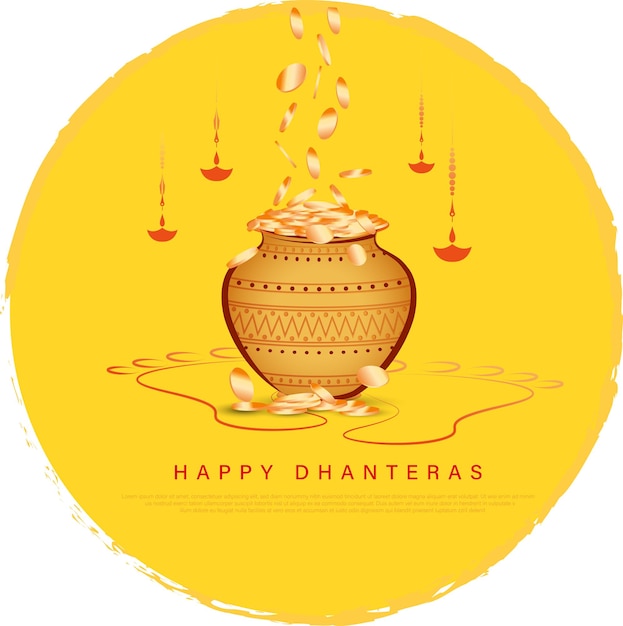 Happy Dhanteras Indian Dhanteras festival celebration before Diwali background. Happy Dhanteras. Kal