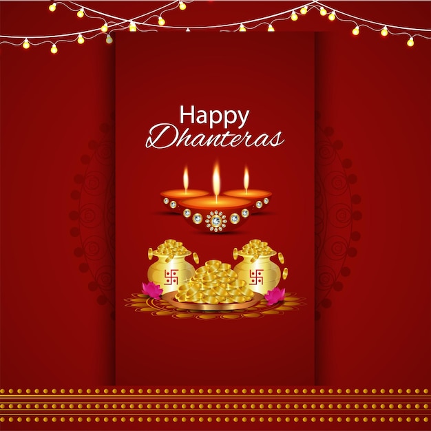 Cartolina d'auguri felice festival indiano dhanteras