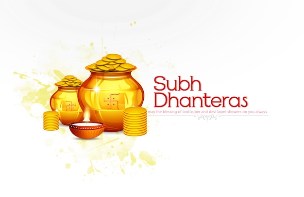 Felice dhanteras. impronta di maa lakshmi, design creativo del banner del festival indiano