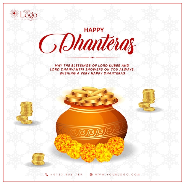 Happy Dhanteras Post design, Social media post design for Dhanteras