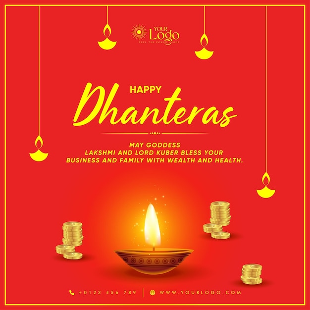 Happy Dhanteras Post design, Social media post design for Dhanteras