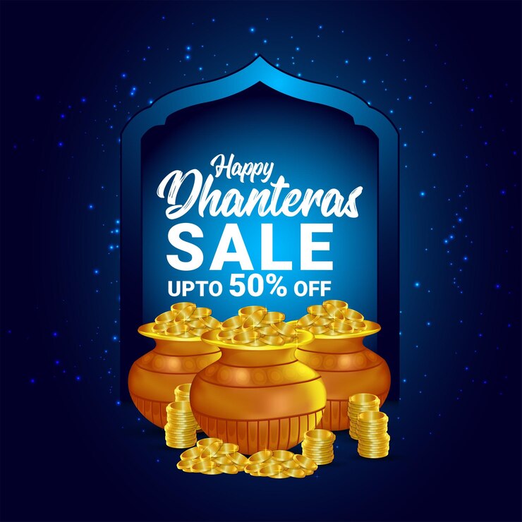 वेक्टर happy dhanteras sale banner and background