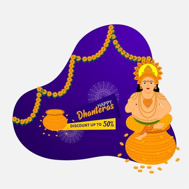 Happy dhanteras sale design concept Premium vector